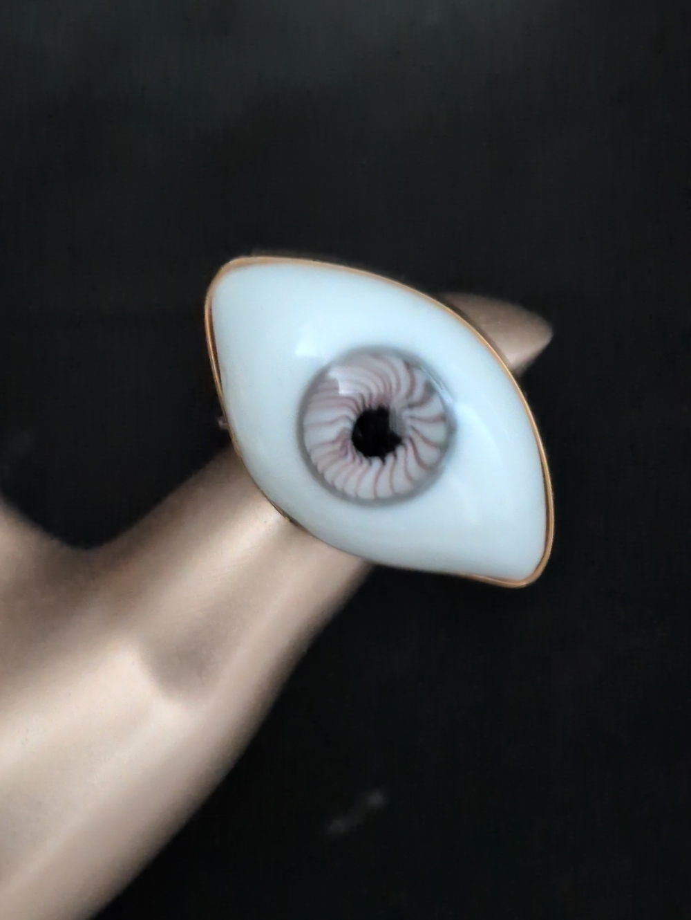 White Enamel Evil Eye Ring by